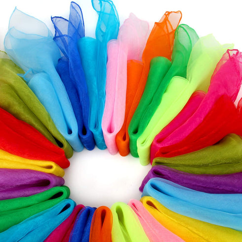 Colovis Square Dance Scarves, 48 Pcs Juggling Scarf Props Magic Trick Silk Scarves for Music Movement (12 Colors)