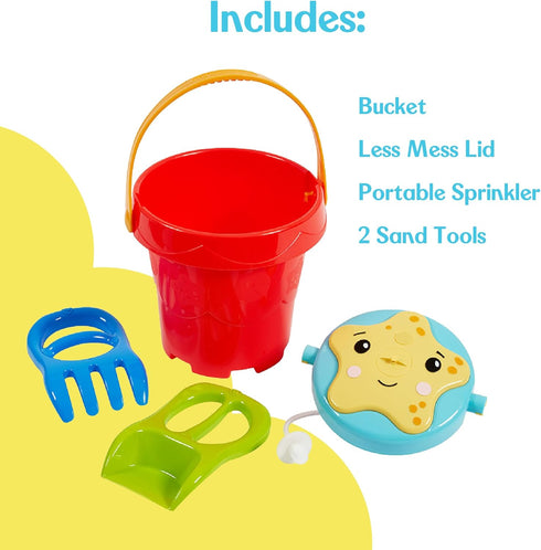 Fisher-Price Toddler 3-in-1 Beach Bucket: Portable Sprinkler and Sandcastle Mold, Water Toy and Sand Toys for Ages 18+