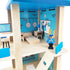 Wooden Police Station Playset Toy, Multicolor 3-Level Pretend Play Dollhouse Set with Figures