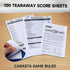 GSE 100-Pack 7" x 5" Canasta Score Pads with Game Instructions for Classic Canasta