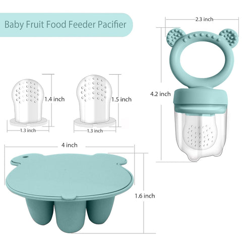 BigSpinach Silicone Baby Food Freezer Tray with Teething Popsicle Molds - Baby Fruit Feeder and Breastmilk Teether