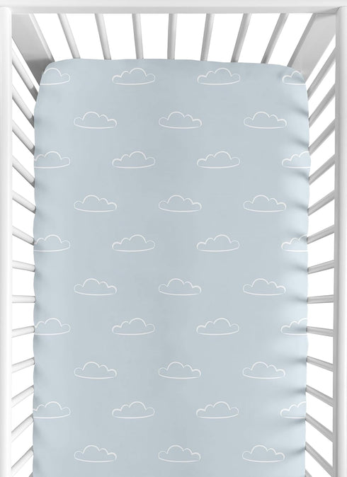 Sweet Jojo Designs Blue Clouds Boy Baby Fitted Crib Sheet for Infant