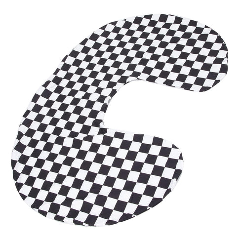 U-Shaped Nursing Pillow Cover - Black and White Checkered, Soft & Washable