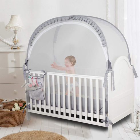 ZXPLO Baby Safety Crib Tent Infant Pop up Mosquito Net Nursery Bed Canopy Netting Cover - Keep Baby from Climbing Out