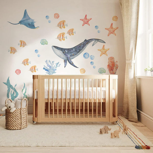 funlife Large Under The Sea Wall Decals Peel and Stick, Fish Wall