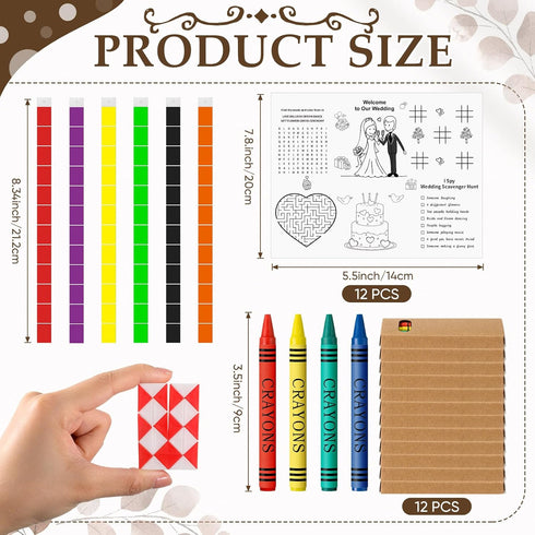 VercanMonth 12 Set 12 12 12 12 12 Wedding Activities Includes Coloring Placemats with Crayons Puzzle Animals Stickers