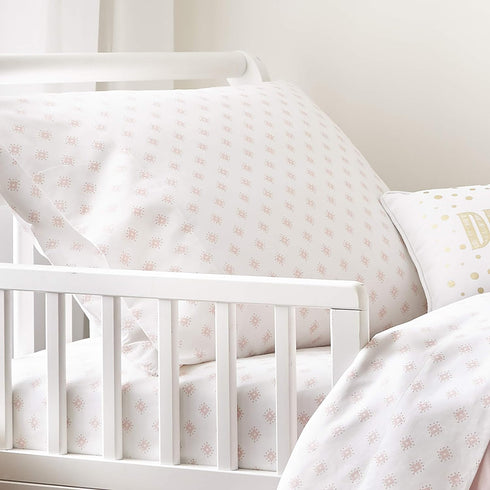Set Rosette 5 Set Levtex Baby - Willow Toddler Bed - Pink - Soft Pintuck - Piece Includes Reversible Quilt, Fitted