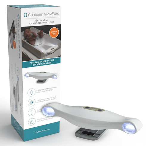 Dimmable Contours GlowFlex Baby Night Light for Diaper Changes Soft Glow, Touch Control, Auto Shut-Off, Non-Slip Strap