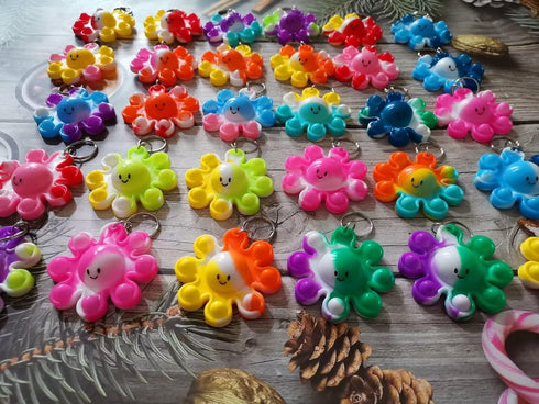 30 Packs Bulk Octopus Backpack Keychain, Mini Pop Fidget for Students Gifts and Christmas Party Favors