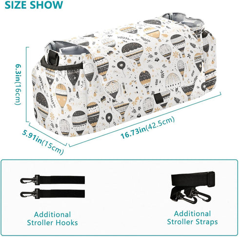miaozhen Cartoon Balloon Black White stroller cup holder organizer baby caddy organizer large baby bottle holder