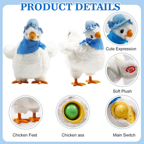 Dancing Chicken Egg Toy - Plush Easter Fun with Sound