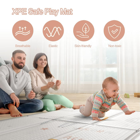47"x47" 0.4" 47 inch ZEEBABA Baby Play Mat, Foldable & Reversable Play Mat, Thick Waterproof Foam Play Mat, Unicorn