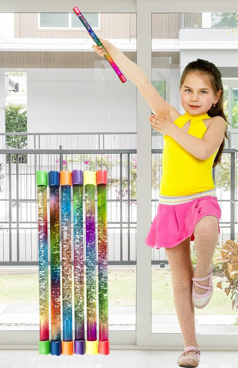 (12 12 Inch 2002-12p JA-RU Glitter Wand Girls Rainbow Baton Toy Baton) Wand Baton Spiral Fidget Toys for Kids. Magic