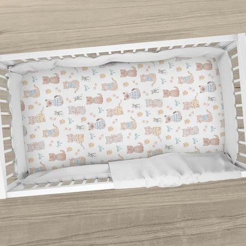 Cstdyfrv 52''x28'' Cute Cats Mouse Baby Boys Girls Crib Sheets Pastel Kittens Paws Bows Bells Toddler Bed Sheets Cats