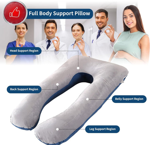 55 inches Amagoing Pregnancy Pillows for Sleeping, U Shaped Maternity Full Body Pillow for Pregnant Women with Hip