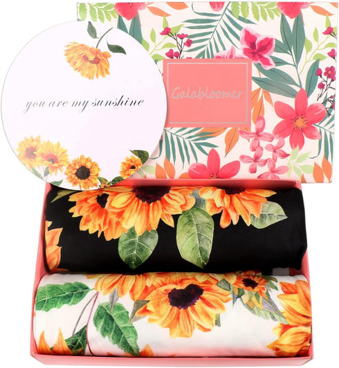 Galabloomer Receiving Blanket Headband Set Flower Print Baby Swaddle Receiving Blankets Sunflower