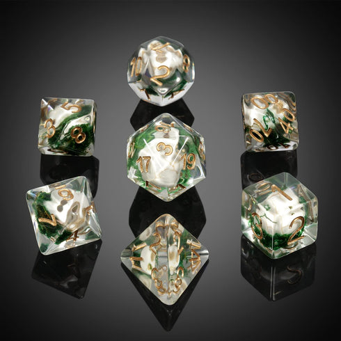 Skull DND Dice - DNDND 7PCS Resin Dice Set with Velvet Pouch for Dungeons and Dragons Role Playing Games