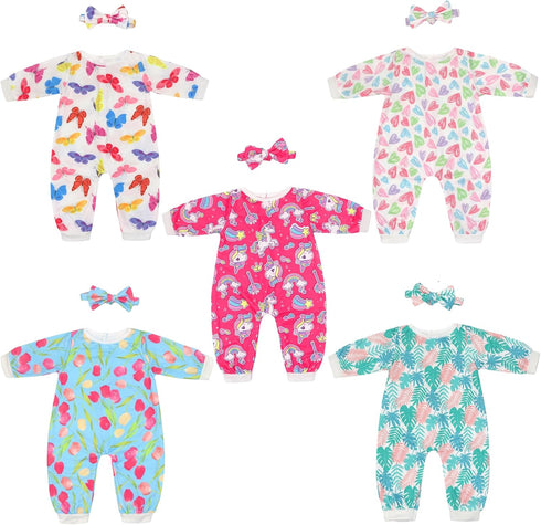 FADALEA 18-22 inch Doll Clothes and Accessories with Headband 5-Packs for 18-22 inch