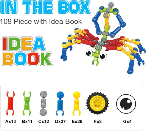 Building Toys,109 Piece STEM Toys for Kids Ages 3 4 5 6 7 8 9 10 11 12 Years Old Boys and Girls Christmas Birthday Gifts Children Building Blocks Creative and Educational Kids Toys Projects