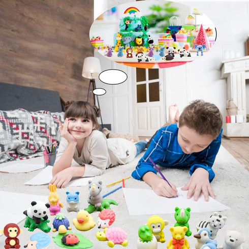 120 pcs Animal Erasers for Kids Classroom Rewards, Puzzle Take Apart Pencil Erasers for Valentine Gifts and Party Favors