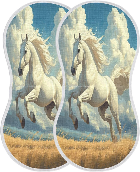 YEGAME Set 1 11 22 Inch Muslin Baby Burp Cloths of - Horse Super Absorbent Cotton Burping Rags Soft Baby Washcloths