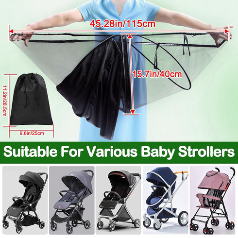 Wanateber 2-in-1 Baby Mosquito Net for Stroller Sun Shade, Stroller Cover for Sun Protection with Two-Way Zipper