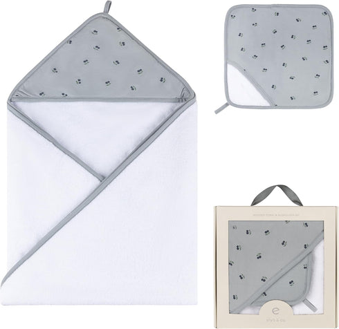 Ely's & Co. Baby Hooded Towel and Wash Cloth Set, Thick Absorbent