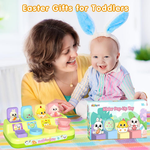 Easter Pop Up Toys for Toddlers, Interactive Educational Toys for Easter Basket Stuffers, Age 18+ Months
