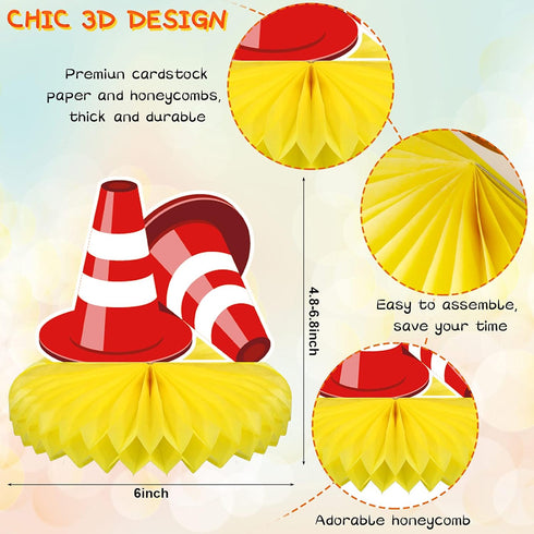 9 3D Threan Pieces Construction Party Centerpieces Honeycomb Car Truck Zone Centerpieces Table decorations for Baby