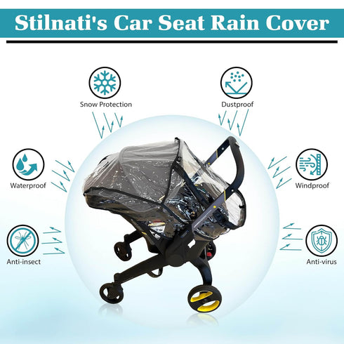 Car Seat Rain Cover, Universal Baby Stroller Accessory for Any Car Seat, Waterproof Protection from Dust and Snow