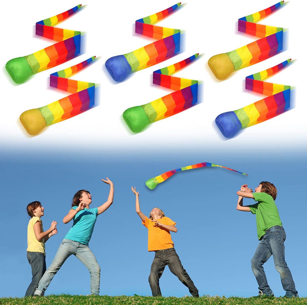 Catch Tail Foam Balls, Soft Rainbow Play Ball, Educational Sports Playground Balls for Kids, Sensory Training, 23.62