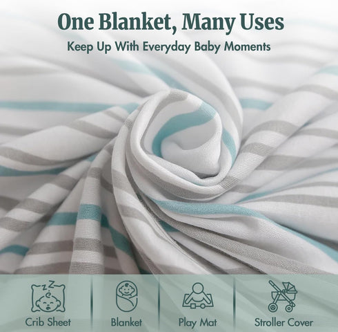 Swaddle Blankets for Newborns, Soft & Breathable Baby Blanket, Neutral Receiving Blankets for Boys & Girls - Mint