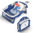 Baby Bathtub,Collapsible Baby Bath Tub with Thermometer & Soft Floating Cushion,Portable Travel