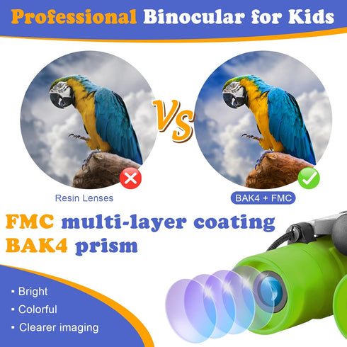 Obuby Real Binoculars for Kids - 8x21 High-Resolution Compact Toy Binocular for Bird Watching, Travel, Camping