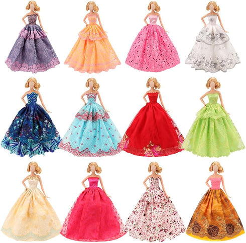 BARWA 5 Pcs Handmade Doll Clothes Wedding Gowns Party Dresses for 11.5 Inch Dolls