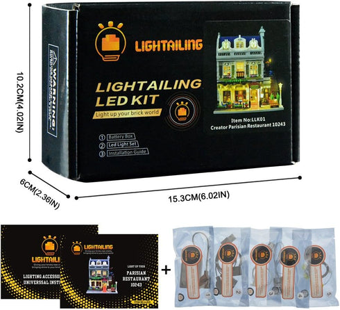 LIGHTAILING Light Set for Parisian Restaurant Building Blocks Model - LED Light Kit Compatible with Lego 10243