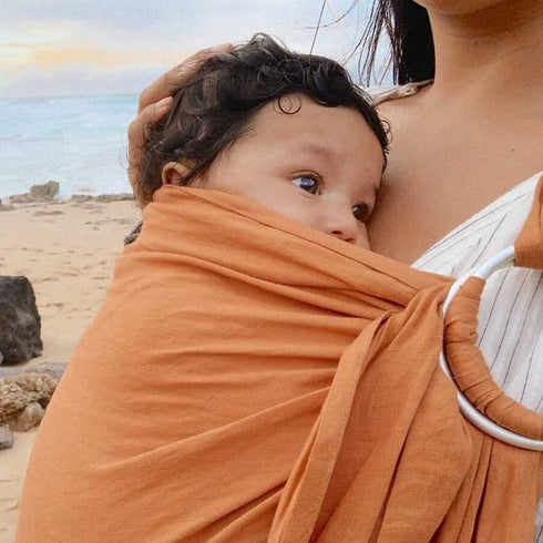 Adjustable Brown Baby Ring Sling Carrier - Soft and Breathable