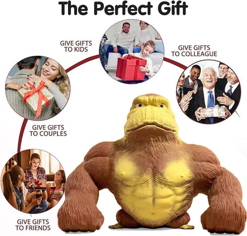 Stretchy Monkey Fidget Toy - Funny Brown Gorilla Stress Relief Toy, Squeeze and Decompress, Easter Gift for Kids