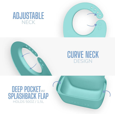 ADORIKIDS RideBib Silicone Vomit Bib with Extra-Deep Pocket for Motion Sickness Relief During Travel. Patent Pending