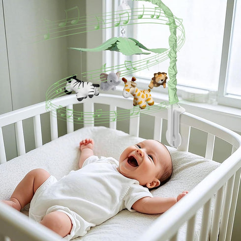 35 3 Feisike Jungle Safari Baby Crib Mobile with Soothing Lullabies & Modes - Adjustable Nursery Mobiles for Boys