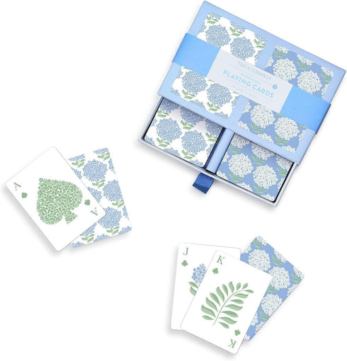 Two's Company Hydrangea Double Deck Textured Playing Cards - Gift Box with 2 Colorways, 52 Cards Each