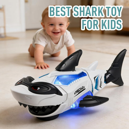 KidsMind 3-5, 1 3 5 Shark Toys for Boys Electronic Shark Car Light Up Monster Toy with Swinging Tail, Music