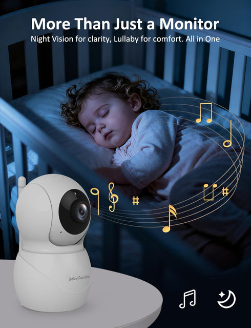 Baby Ganibs 6'' 30H 1000ft, Baby Monitor with Camera and Audio - Touch Screen with Photo & Video Recording, Night