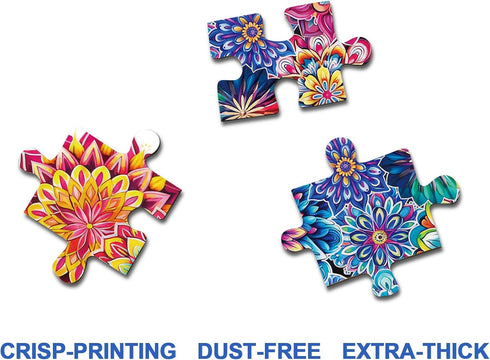 Colorful Flowers Puzzles - 1000 Piece Impossible Puzzle for Adults - Mandala Art Difficult Jigsaw