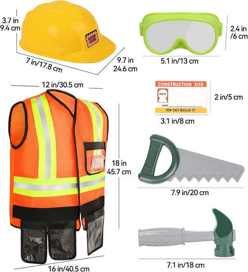 Set 3-5 Liberry Kids Tool for Boys Girls Years, Construction Worker Costume with Hat, Toddler Dress Up Toys