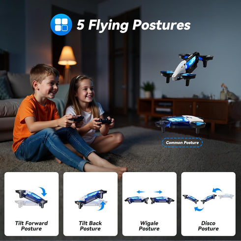 aeihopfe 2-in-1 8-12 7+2 Modes,5 14 Drones for Kids with Light Flying Postures,Mini Drone for Age Boys Small Micro
