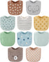 The Peanutshell Baby Bibs for Boys or Girls, Terry Cloth, Feeding, Drooling, Teething Essentials, 10 Pack, Gender