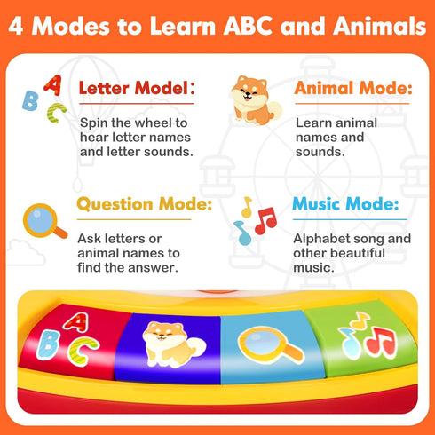 1 2 3 1-3, 12-18 Learning Toys for Year Old Boy Girl, Spin and Sing Alphabet Zoo with Sounds for Toddler Educational