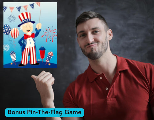 32 Set, 4th Iconikal Player Bingo Game Patriotic, American Flag, America Map, Independence Day, of July Games