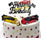 Cars Cake Topper Model Racing Car with Chequered Flag - Sports Themed Birthday Party Decor for Boys Kids